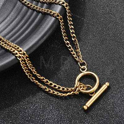 304 Stainless Steel 2-Strand Twisted Chain Necklaces for Women NJEW-K255-61G-1