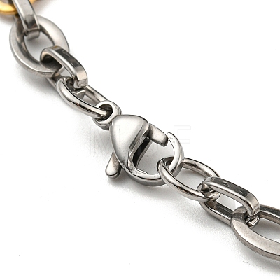 Two Tone 304 Stainless Steel Oval Link Chain Bracelet BJEW-B078-26GP-1