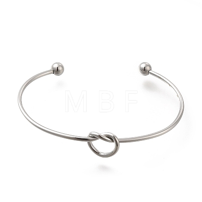 304 Stainless Steel Knot Cuff Bangles for Women BJEW-M233-04P-1