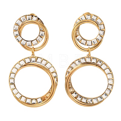 304 Stainless Steel & Glass Dangle Stud Earrings EJEW-T054-07G-1
