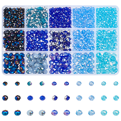  1025Pcs 15 Style Electroplate Transparent Glass Beads Sets EGLA-NB0001-27-1