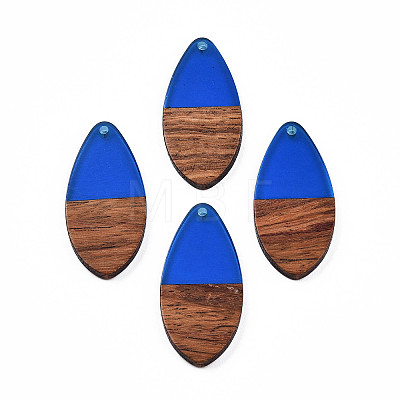 Transparent Resin & Walnut Wood Pendants X-RESI-N025-032-C03-1