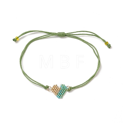 Handmade Japanese Seed Heart Link Bracelets BJEW-MZ00011-1