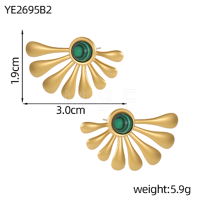 Natural & Synthetic Mixed Stone Fan Stud Earrings EJEW-OY011-81G-1