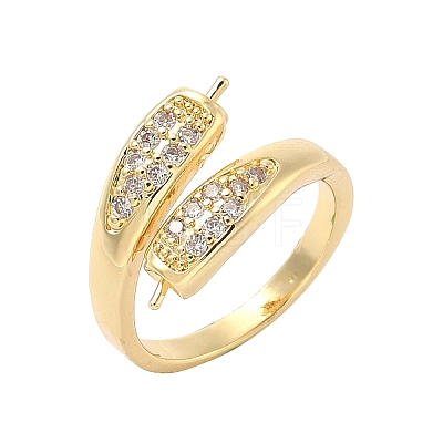 Brass Micro Pave Cubic Zirconia Cup Peg Ring Settings KK-B166-02G-1