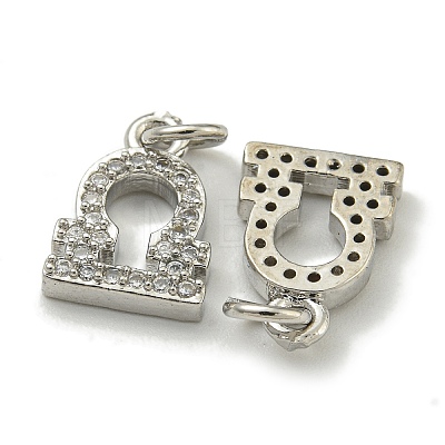 Rack Plating Brass Micro Pave Cubic Zirconia Pendants KK-K386-02C-P-1