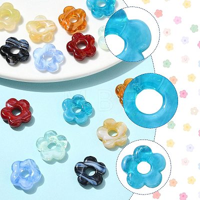 16Pcs 8 Colors Two Tone Handmade Lampwork European Beads LAMP-FS0001-83-1