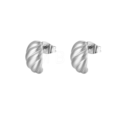 Stainless Steel Horn Shape Stud Earrings for Women YZ0007-2-1