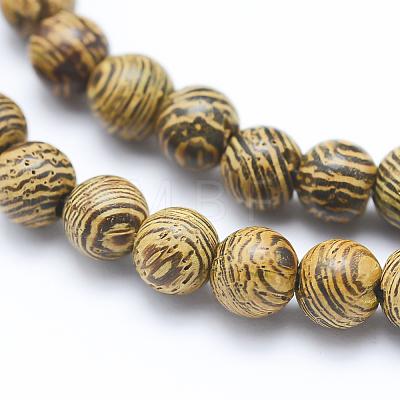 Natural Wenge Wood Beads Strands X-WOOD-P011-05-6mm-1