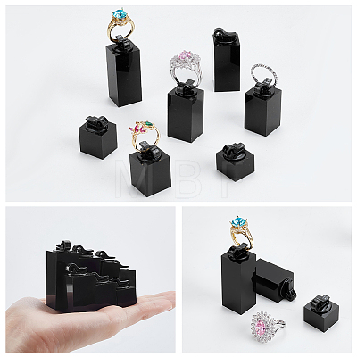 7Pcs 7 Sizes Acrylic Ring Display Riser Stand Sets ODIS-WH0099-256B-1