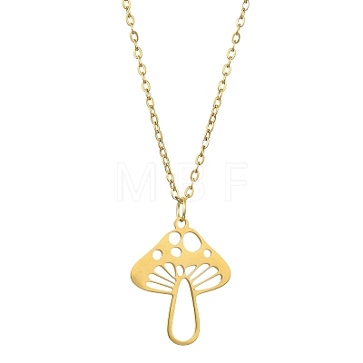 201 Stainless Steel Mushroom Pendants Necklaces NJEW-JN04562-01-1