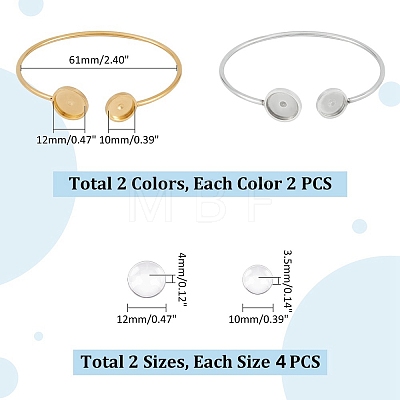 4Pcs 2 Colors 304 Stainless Steel Bangle Makings STAS-UN0053-10-1