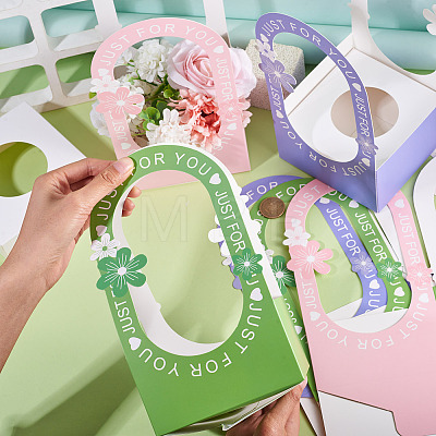 6 Sets 3 Colors Paper Flower Packing Baskets CON-TA0001-40-1