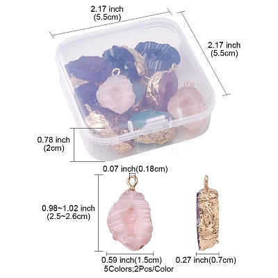 10Pcs 5 Colors Druzy Geode Resin Pendants RESI-YW0001-47-1