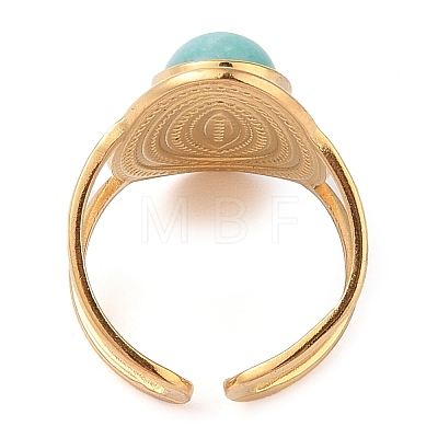 Oval Natural Amazonite Finger Rings RJEW-Z057-14G-04-1