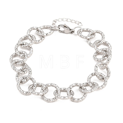 Hammered 304 Stainless Steel Rolo Chain Bracelets for Women BJEW-A160-10P-1