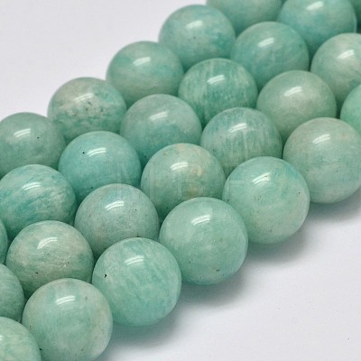 Grade AB Natural Amazonite Round Bead Strands G-M296-06-9mm-1