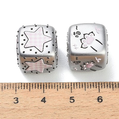 Printed Carved Opaque Acrylic Beads AC-CBADA7D-13-1