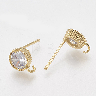 Brass Cubic Zirconia Stud Earring Findings KK-T035-02-1