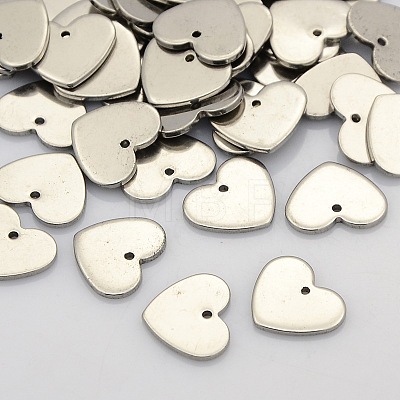 Heart 304 Stainless Steel Stamping Blank Tag Charms STAS-N025-09-1