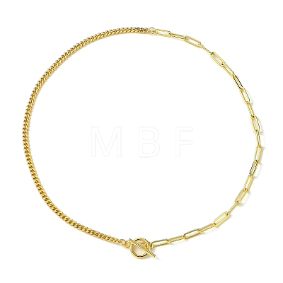 Brass Curb & Paperclip Chain Necklaces with Toggle Clasps NJEW-JN04609-1