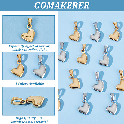 GOMAKERER 12Pcs 2 Colors 304 Stainless Steel Charms STAS-GO0001-05-1