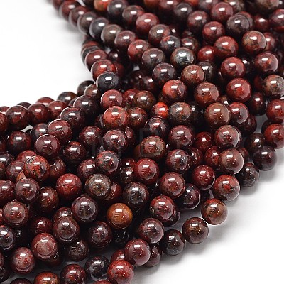 Natural Brecciated Jasper Round Beads Strands X-G-P075-14-8mm-1