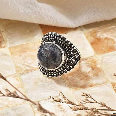 Natural Sodalite Adjustable Rings RJEW-I108-03AS-16-1