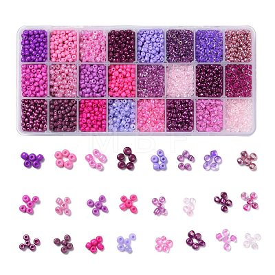 Purple Series 600G 24 Colors Glass Seed Beads SEED-JP0008-06-4mm-1