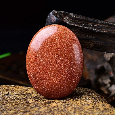 Natural Goldstone Oval Palm Stone Massager PW-WG63539-17-1