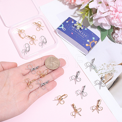 10 Piars 2 Colors Bowknot Brass Laverback Earrings for Women EJEW-SC0001-92-1