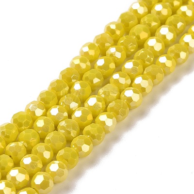 Faceted Round Full Rainbow Plated Electroplate Glass Beads Strands EGLA-J130-FR05-1