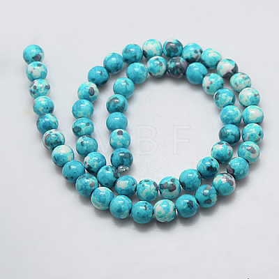 Synthetic Ocean White Jade Beads Strands G-L019-8mm-05-1