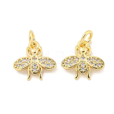 Brass Micro Pave Clear Cubic Zirconia Charms KK-Z044-15A-1