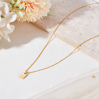 1Pc Stainless Steel Letter Rectangle Pendant Necklaces NJEW-LP0001-34G-G-1