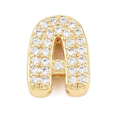 Brass Micro Pave Cubic Zirconia Beads KK-C170-35G-1