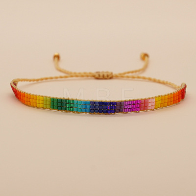Bohemian Glass Seed Beaded Adjustable Bracelets UQ0429-2-1
