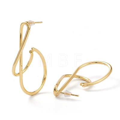 Brass Half Hoop Earrings X-EJEW-A056-36G-1