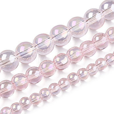 Electroplate Transparent Glass Beads Strands GLAA-T032-T8mm-AB10-1