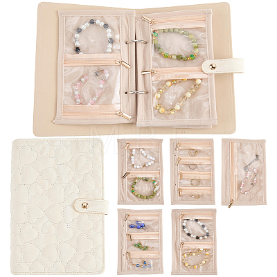 Heart Textured PU Leather Jewely Binder Albums AJEW-WH20098-149B-1