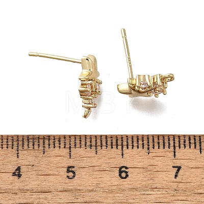 Brass with Cubic Zirconia Stud Earrings Finding KK-Q048-14G-1