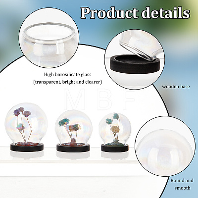   6 Sets 3 Style Iridescent Glass Dome Cover DJEW-PH0001-26A-1