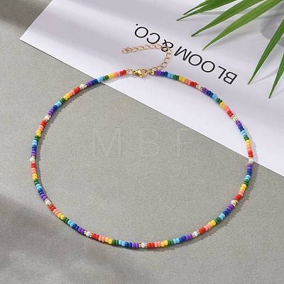 Glass Seed Beads Beaded Necklaces NJEW-JN03501-1
