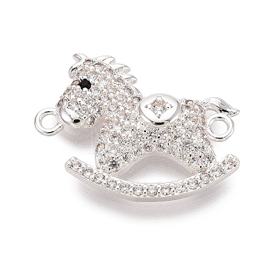 Brass Micro Pave Clear and Black Cubic Zirconia Connector Charms KK-N288-14S-1