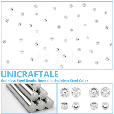 Unicraftale 200Pcs 2 Style 303 Stainless Steel Beads STAS-UN0055-74-1