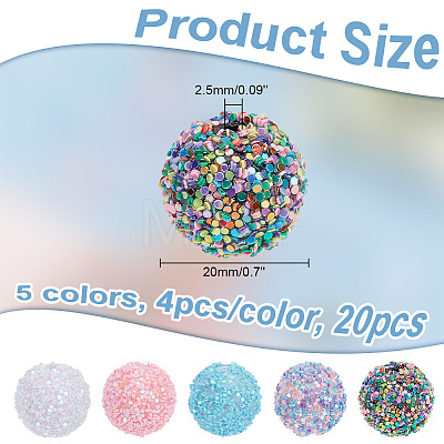 ARRICRAFT 20Pcs 5 Colors Acrylic Beads SACR-AR0001-17-1