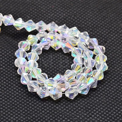 Imitate Austrian Crystal Electroplate Bicone Glass Bead Strands X-GLAA-F029-6x6mm-A01-1