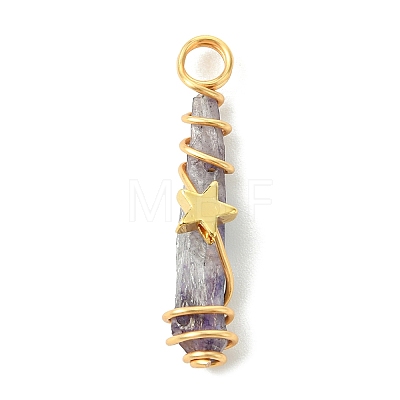 2Pcs Electroplated Natural Quartz Crystal Dyed Copper Wire Wrapped Pendants PALLOY-JF03164-01-1