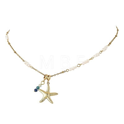 Stainless Steel with Natural Mixed Gemstone Pendant Necklaces NJEW-JN06652-1