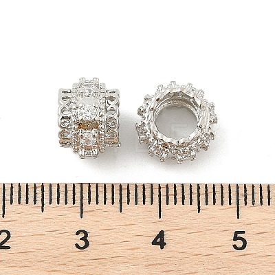 Brass Micro Pave Cubic Zirconia European Beads KK-P297-01P-1